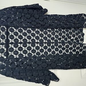 Chic Black Crochet Cardigan